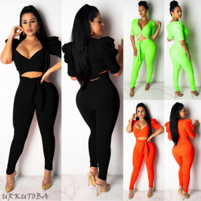 

CA Womens Short Sleeve Long Pants Jumpsuit Ladies Evening Party Bandage Playsuit