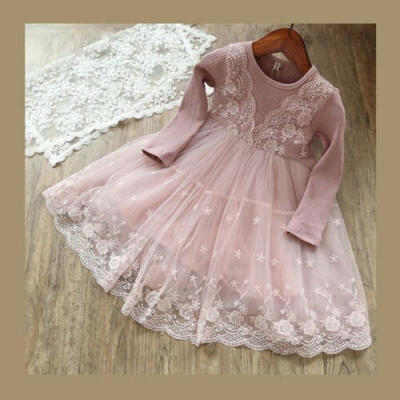 

USA Toddler Kids Baby Girls Flower Lace Crochet Princess Party Tulle Tutu Dress