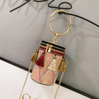 

2018 Summer Straw Bags Rattan Woven Beach Shoulder Bags Women Bucket Ladies Crossbody Bag Handbag Female Bohemian Handmade Bolsa
