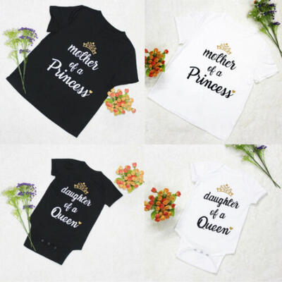 

Women Mom Daughter Family Matching Summer T Shirts Clothes Tops Baby Girl Romper