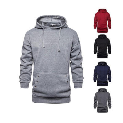 

Mens Casual Long Sleeve Pullover Hoodies Autumn Winter Solid Warm Sweatshirt