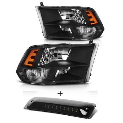 

For 2009-2018 Dodge Ram 1500 2500 3500 Black Headlight LED 3rd Brake Light Smoke