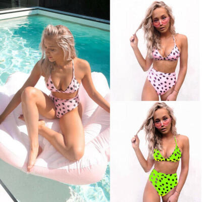 

Women High Waist Polka Dot Bikini Set Push Up Padded Swimsuit Beachwear Swimwear