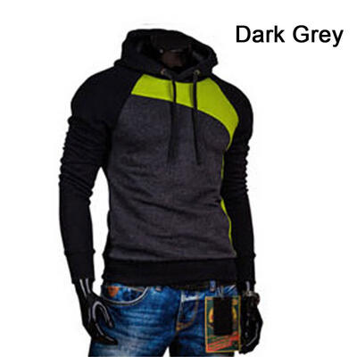 

Winter Fashion Stitching Color Drawstring Brushed Mens Hooded Sweater Coat Hoodies Sweatshirt