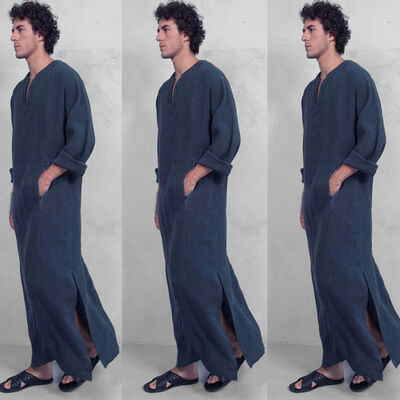 

Mens Saudi Thobe Robe Islamic Muslim Jubba Arabic Kaftan Abaya Dress Costumes