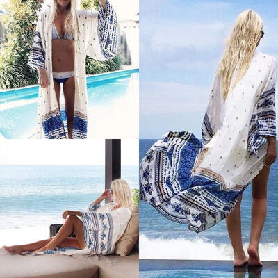 

Summer Women Bathing Suit Sexy Boho Bikini Swimwear Cover Up Beach Long Dress