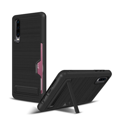 

Hybrid Bumper Case Huawei P30 Card Holder Cover Huawei P30 ELE-L09 ELE-L29 TPU Stand Case Huawei P30 PC Armor Cover