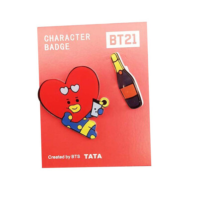 

2 Pcs Set KPOP BTS Same paragraph Cartoon Acrylic Badge Set Super Cute Brooch Bag Pendant