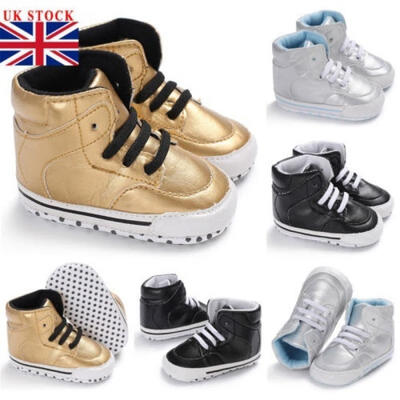 

Newborn Baby Boy Girl Pre Walker Soft Sole White Pram Shoes Trainers Size 0-18