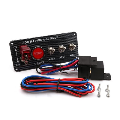 

Carbon Fibre Panel Toggle Switch Ignition Engine Start Push Starter Button for Racing Car 12V20A Panel
