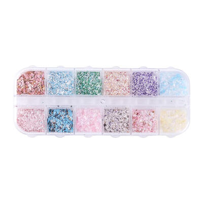

12 Grid Nail Glitter Sequins Marble 3D Flakes Gel Polish Nail Art Decor