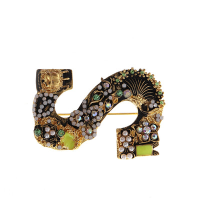 

Colorful Letters of Alphabet Fashion Enamel&Simulated Pearl Brooch Pins for Women or Girls