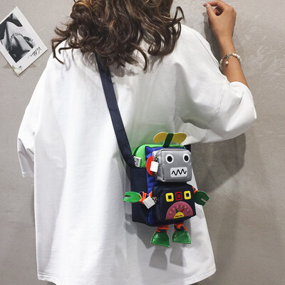 

Cartoon small bag female 2019 new cute doll shoulder Messenger bag tide Korean version of the foreign funny robot bag