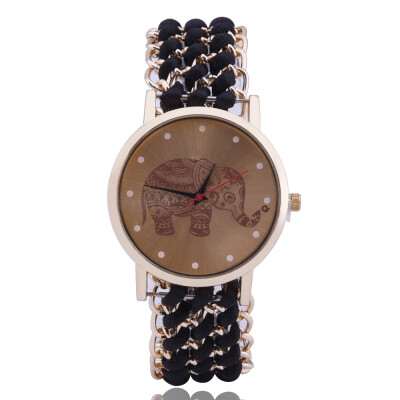 

Explosion models woven stretch rope ladies elephant watch simple scale student quartz watch