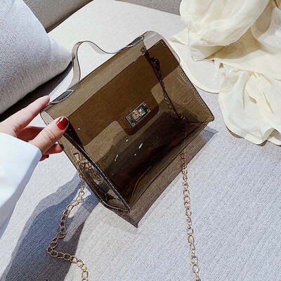 

Tailored Womens Fashion Transparent Shoulder Bag Jelly Messenger Bag Solid Color Handbag