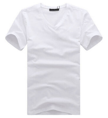 

Simple Mens V Neck Simple Cotton T-shirt Slim Fit Short Sleeve Summer Clothes