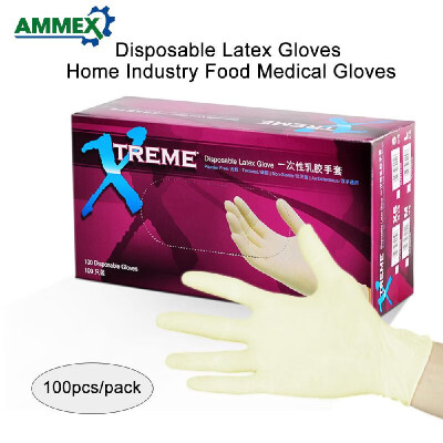 

AMMEX Disposable Latex Gloves Home Industry Food Medical Gloves Thicken Rubber Gloves 100pcspack