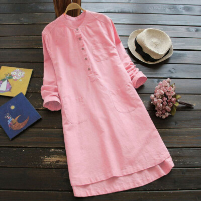 

Womens Cotton Linen Maxi Dress Long Sleeve Casual Boho Kaftan Tunic Gypsy Ethnic