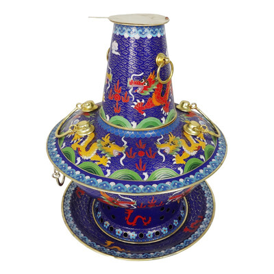 

Zhangyitong Cloisonne Charcoal Pot Blue Dragon 5291