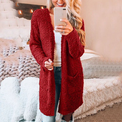 

Roseonmyhand Women Loose Winter Warm Wool Pockets Cardigan Coat Oversized Outwear Jacket