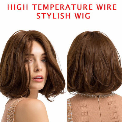 

〖Follure〗Natural Gradient Gold Medium Length Straight Hair Fashion Female Human Hair Wigs
