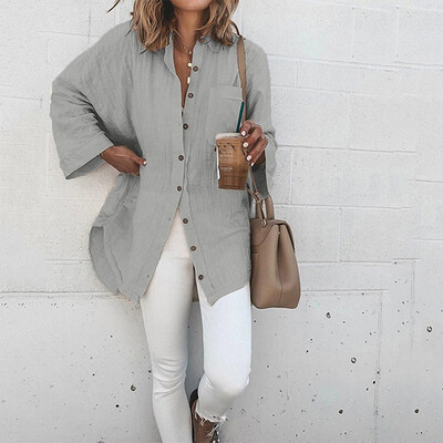 

Tailored Womens Loose Button Long Shirt Dress Ladies Casual Tops T-Shirt Blouse
