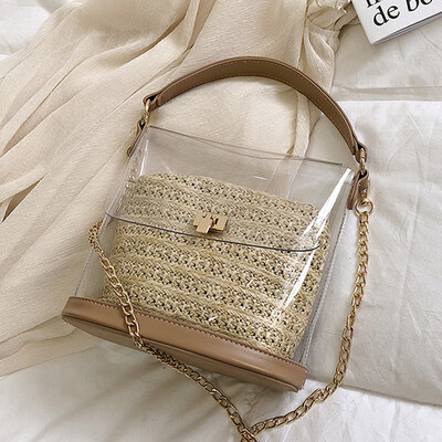 

Springsummer 2019 female ins Super Fire transparent woven chain mother bag Joker retro shoulder Messenger bag