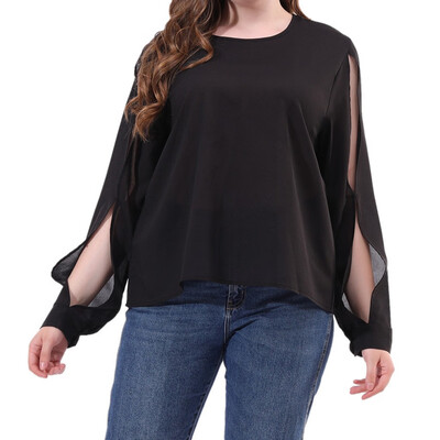 

Starmoon Womens Fashion Sexy O-Nack Plus Size Long Solid Color Cutout Long Sleeve