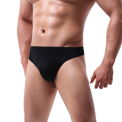 

Tailored Mens Sexy Underpants Pure Color Breathable Patchwork Ice-silk Underwear