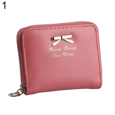 

Fashion Women\s Mini Faux Leather Purse Bowknot Wallet Card Holder Handbag