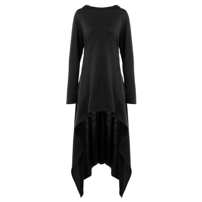 

High Low Hooded Dress with Long Sleeves