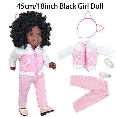 

Tailored Black Girl Dolls African American Play Dolls Lifelike 45cm Baby Play Dolls BU