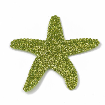 

Glitter PU Patches with Non Woven Fabric Back&Sponge Inside Starfish Green 51x60x3mm