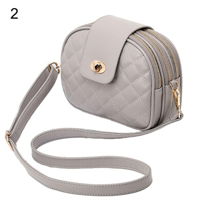 

Summer Women Fashion Zipper Plaid Round Crossbody Shoulder Bag Makeup Pouch