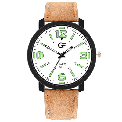 

Gobestart Hot Man Leather Watch Whatever Late Anyway Letter Watches New Pointer glow