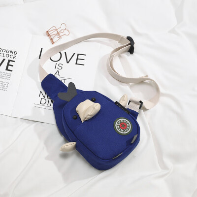 

Ins super fire fashion chest bag female 2019 new Korean version of the cartoon doll canvas slung cute mini girl bag