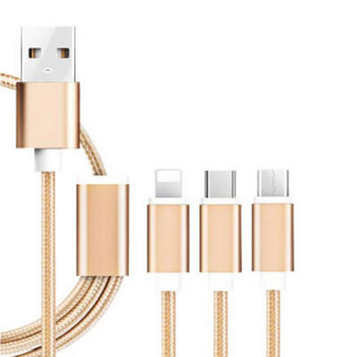 

Universal 3-in-1 Braided Cable USB To Lightning Type-C Micro USB Charging Cable Line For IPhone Type-C Android Phones-12m