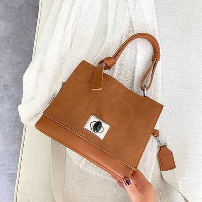 

Qiao Bani 2019 new European&American style fashion simple matte hit color flip cover bag shoulder shoulder diagonal female bag