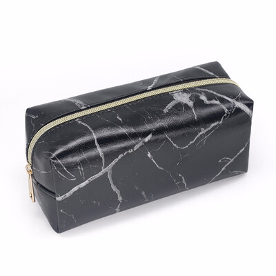 

Marble Makeup Bag POMER Portable Ladies PU Travel Square Cosmetic PouchWhite