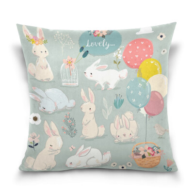 

ALAZA Throw Pillow Cover 16 X 16 inch Christmas Gift Cushion Cover with Cute Rabbits Printed Pillowcase