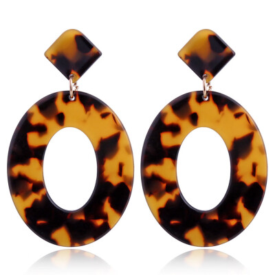 

Jewelry Acrylic Resin Oval Dangle Earrings For Women Geometry Big Circle Tortoiseshell Earrings Acetate Brincos