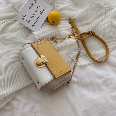 

Summer contrast French small foreign air bag female new 2019 wild single shoulder slung fashion chain small square bag