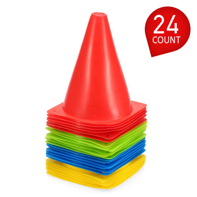 

24 Pack 7 Inch Plastic Sport Training Traffic Cone Space Marker for Kids Home Football Training Soccer 4 Colors