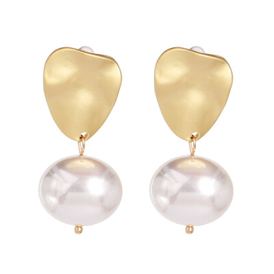 

2019 ZA new pearl Pendant Earrings Gold Statement Hoop Earrings For Women Weddings Party Jewelry bijoux wholesale