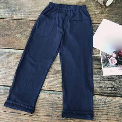 

Autumn Winter Women Casual Loose Pockets Pants Plain Straight Trousers Plus Size
