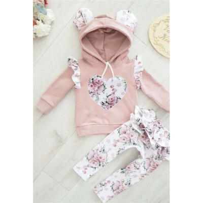 

Newborn Baby Girl Clothes Shirt Hoodies Ruffle Pants Legging Outfit Tracksuit