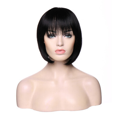 

Short Bob Hair Wigs Straight Short with Flat Bangs Synthetic Colorful Cosplay Daily Party Wig for Women