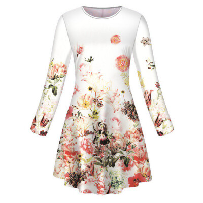 

Tailored Women Long Sleeved Floral Print Dress Casual Fashion Autumn Dresses