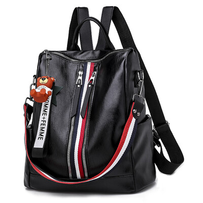 

HKZ waterproof double - shoulder bag womens Korean version of fashion leisure capacity dual - purpose womens backpack