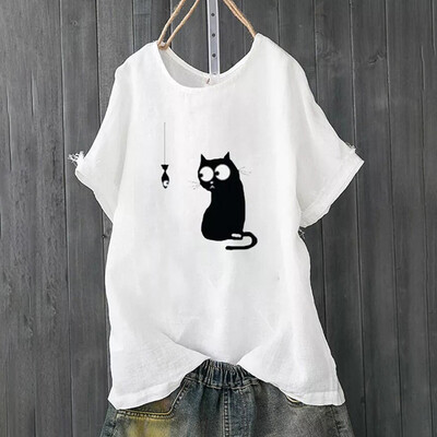 

Women Tops Ladies Blouse Summer Round Neck Casual Fashion Short Sleeve